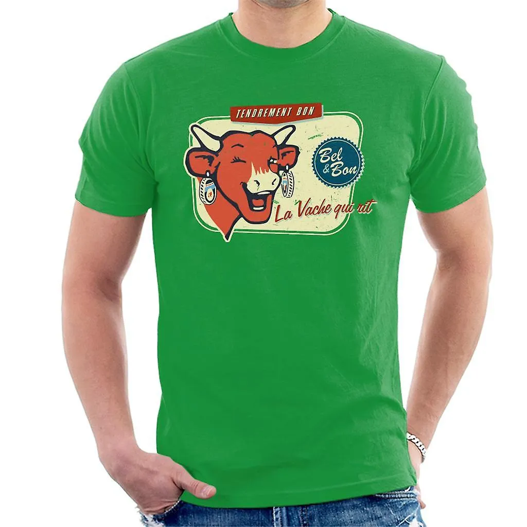 La vaca que ríe La Vache Qui Rit Retro Angustiado camiseta de los hombres