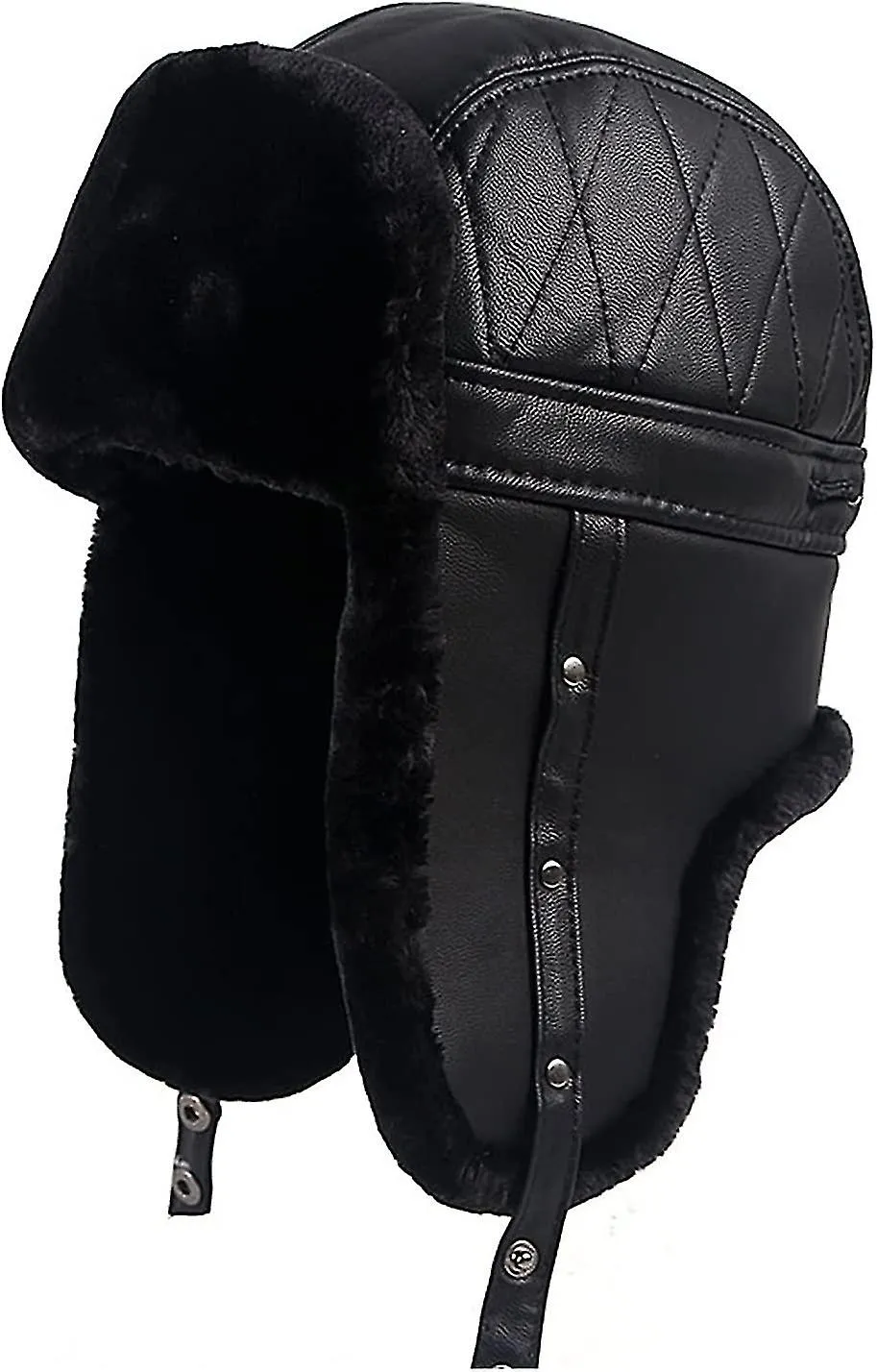 LEDERHUT VERSTELLBAR WINTER WARMES LEDER PILOTMTZE SOWJETISCHE RUSSISCHE FAXU FUR HTE BOMBERHUT MNNER SCHWARZE SCHNEETHE FR