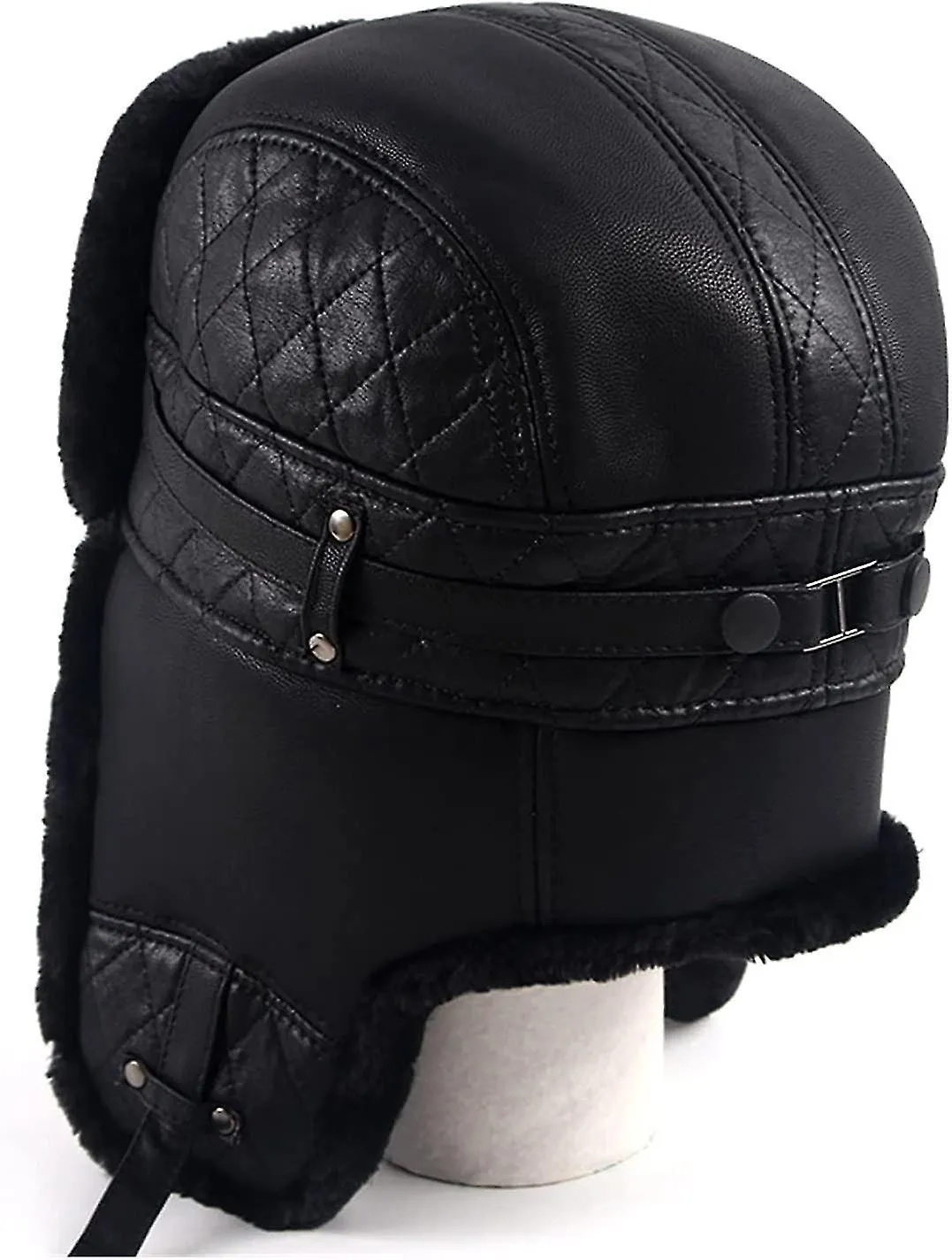LEDERHUT VERSTELLBAR WINTER WARMES LEDER PILOTMTZE SOWJETISCHE RUSSISCHE FAXU FUR HTE BOMBERHUT MNNER SCHWARZE SCHNEETHE FR