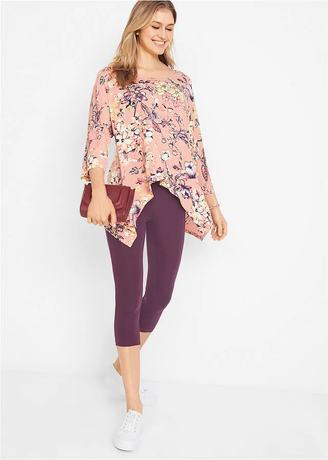 Leggings capri con cómoda cinturilla Granate