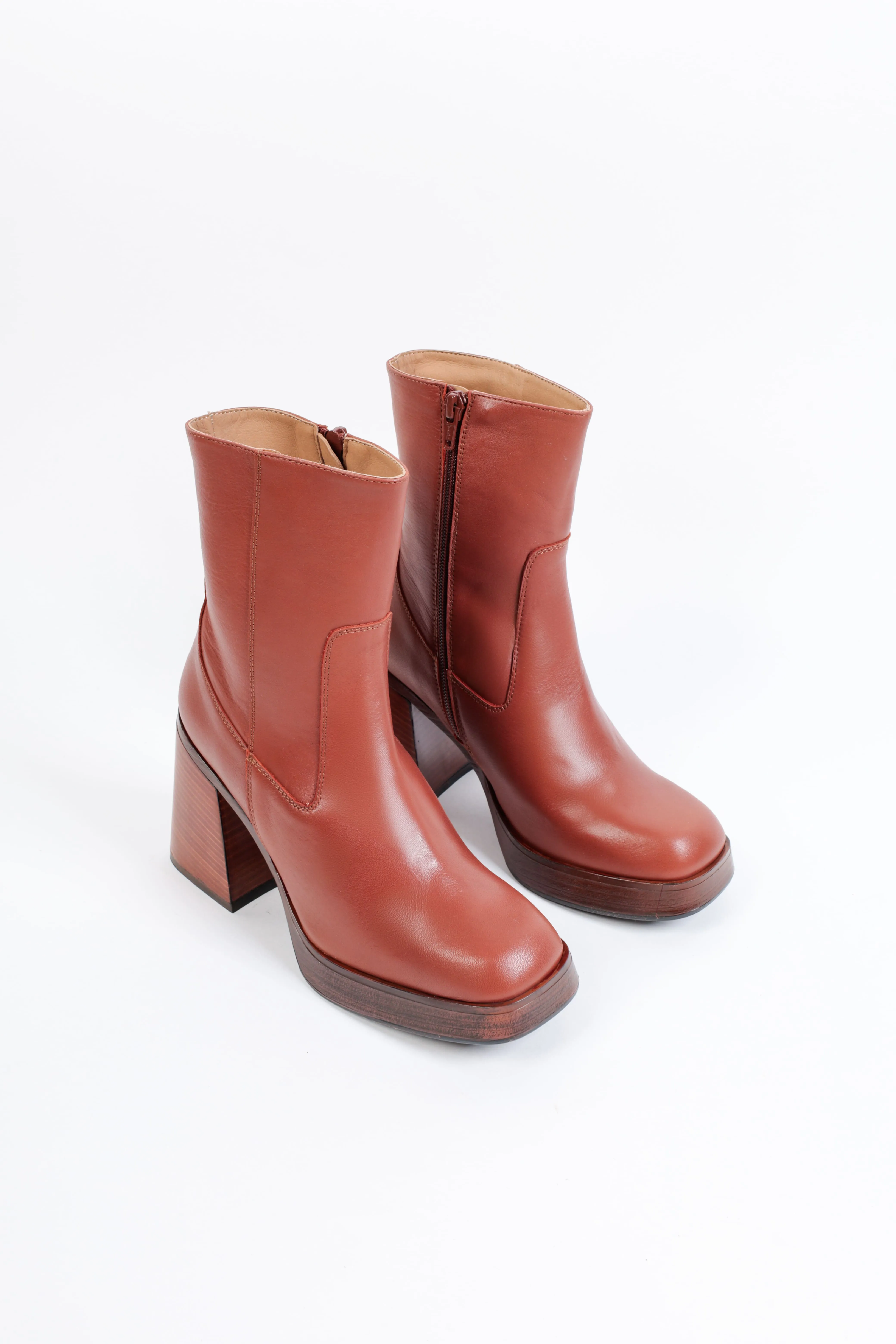 LUCY BRICK HEELED ANKLE BOOT