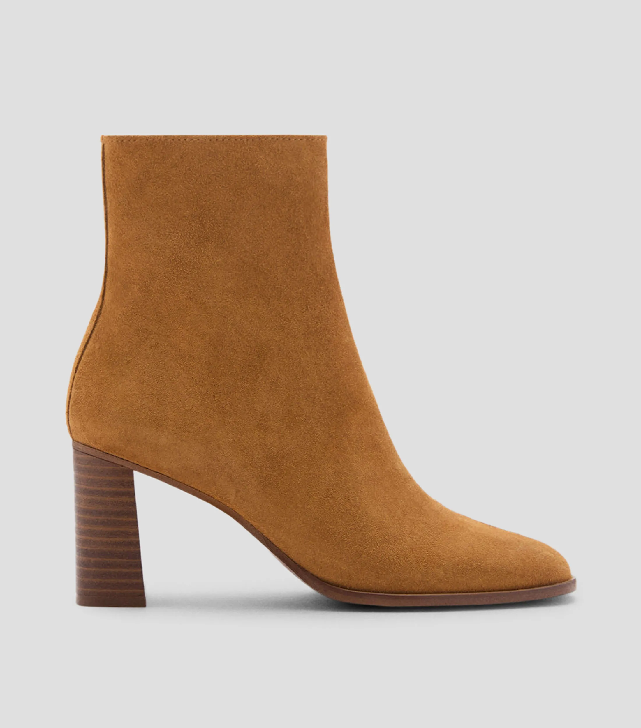 Mango Botines en piel con tacón medio Mujer