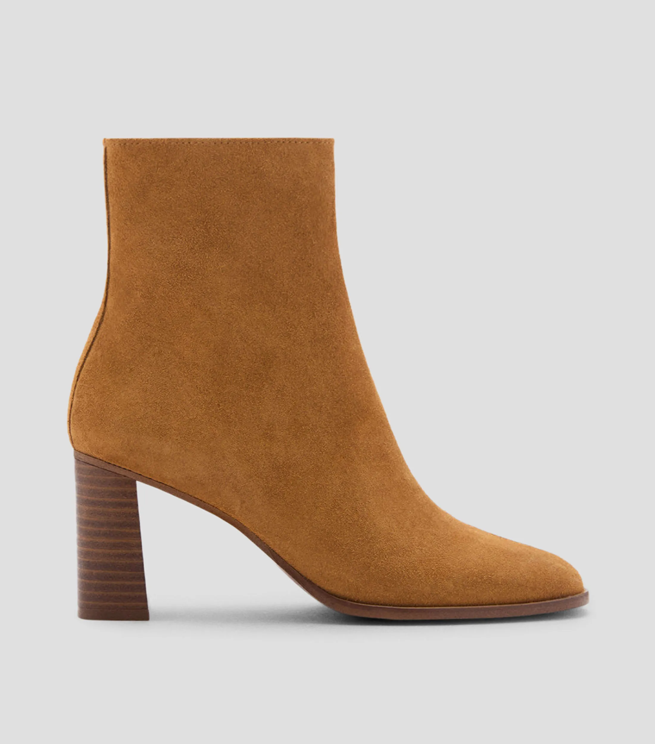 Mango Botines en piel con tacón medio Mujer