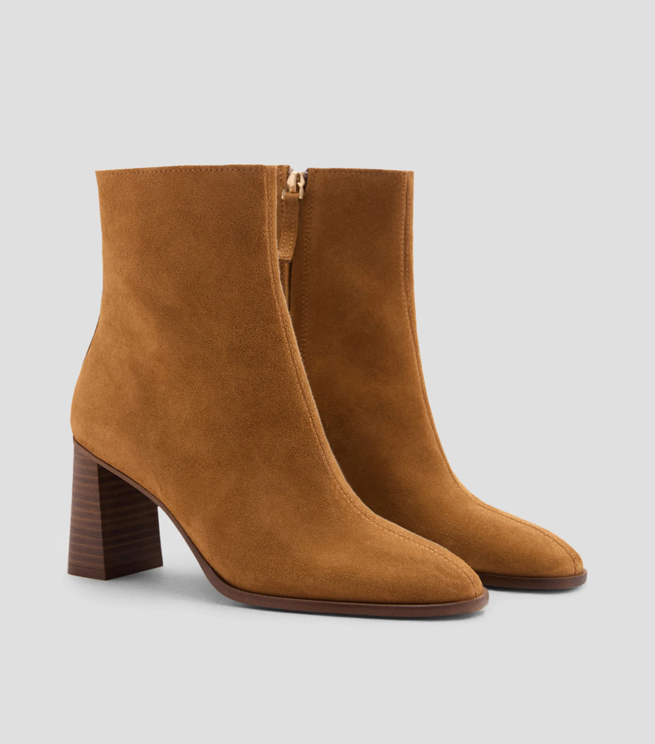 Mango Botines en piel con tacón medio Mujer