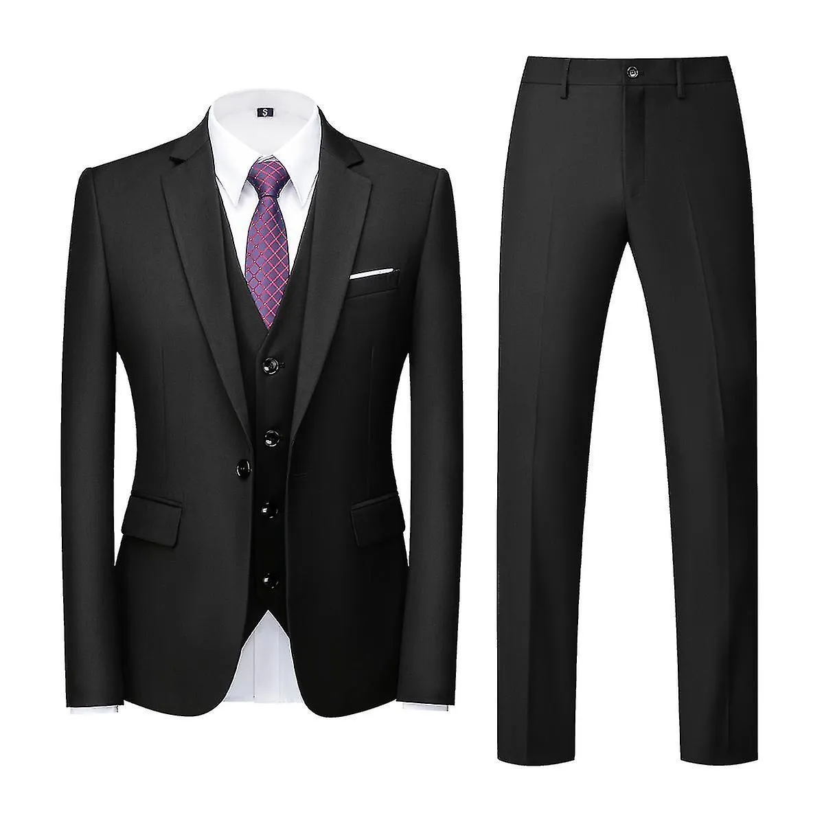 Milla Hombre 3 piezas Traje elegante sólido de un botón Slim Fit Party Suit Sets