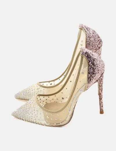 Miss Luxury Shoes Stiletto nude piel strass