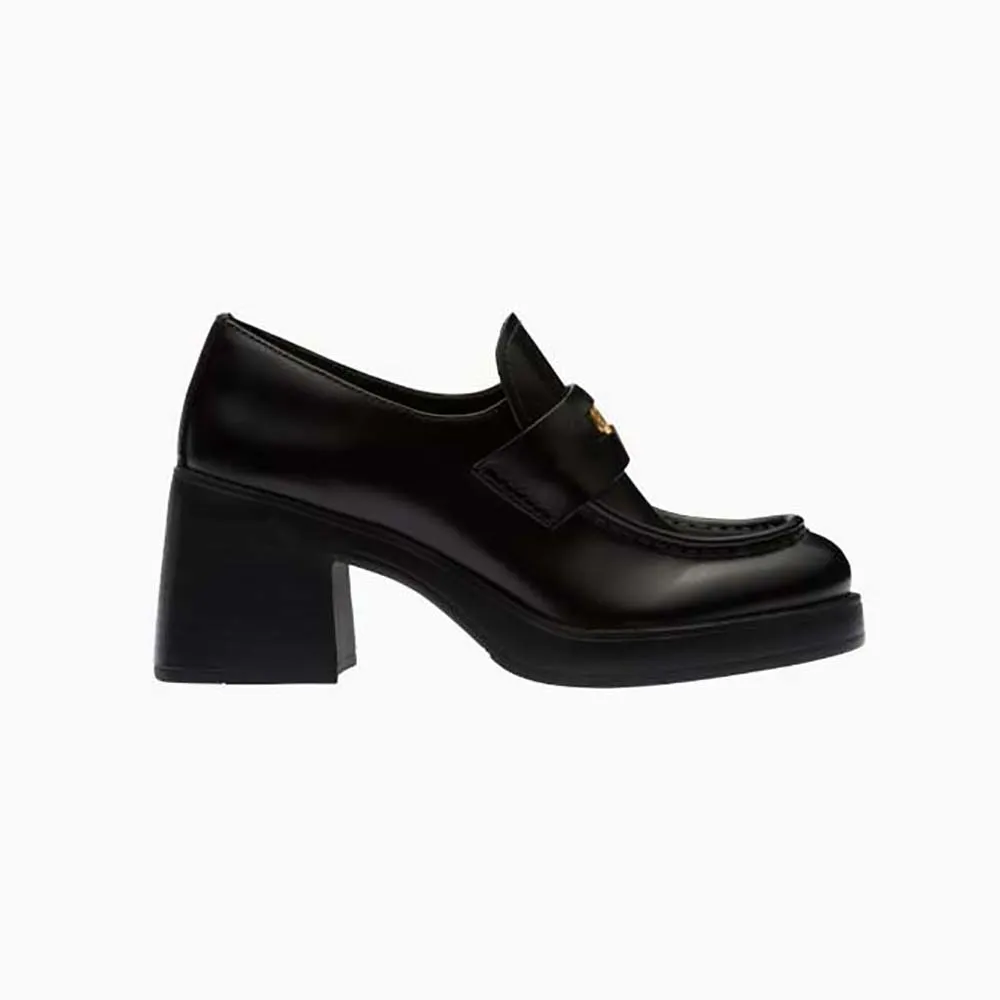 MIU MIU MOCASINES PENNY MUJER DE PIEL CON TACóN DE 75MM DE ALTURANEGRO