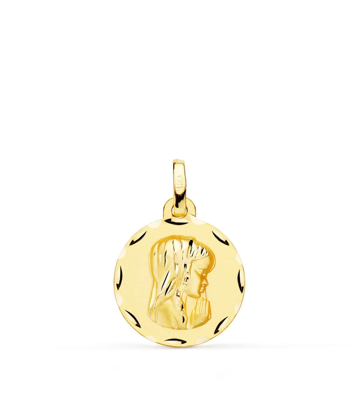 Médaille 18k 16mm Vierge en prière Facettée