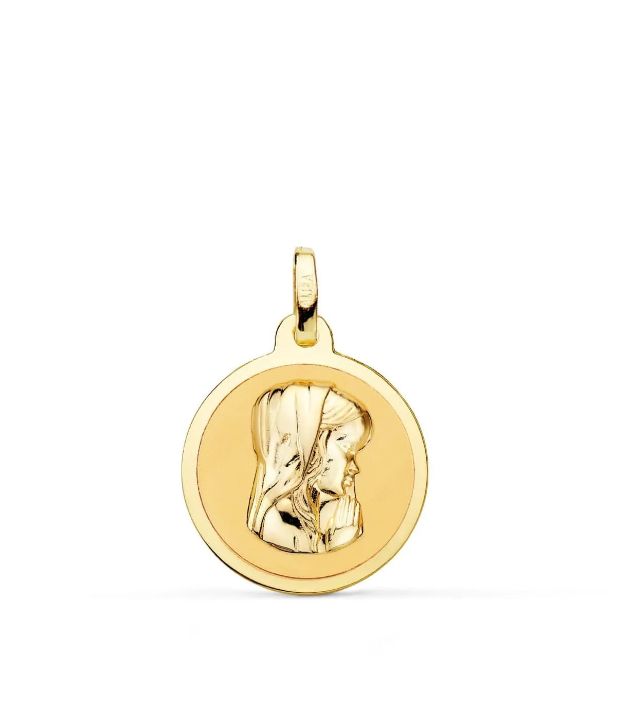 Médaille 18k 18mm Vierge en prière Brillante