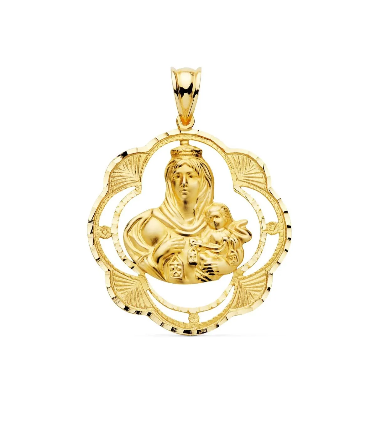 Médaille V. du Mont Carmel Or Jaune 18K Entourée