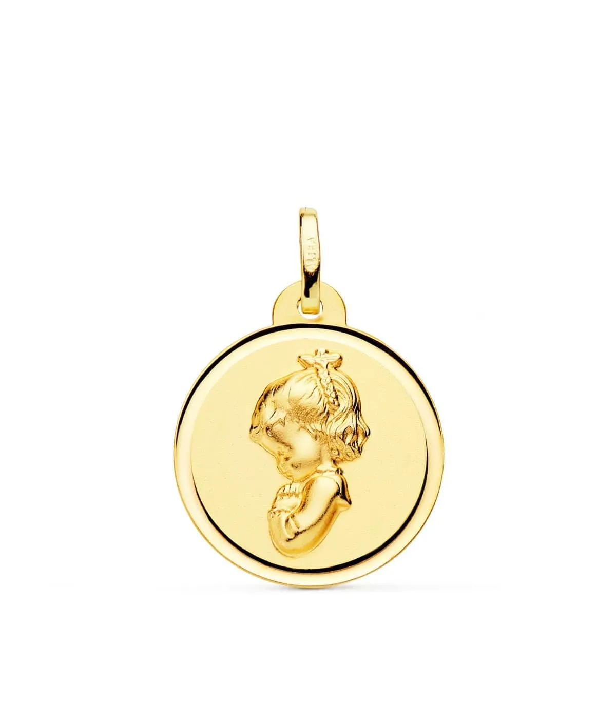 Médaille Vierge Fille en Prière Bisel Or 18K 20MM