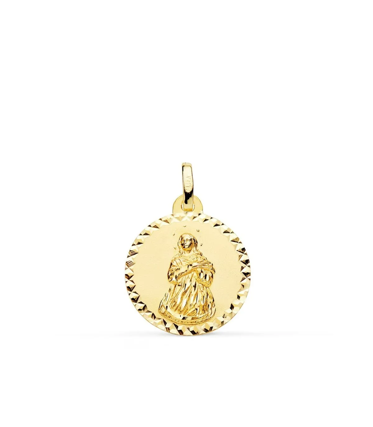 Médaille Vierge Immaculée en or 18K 18mm Striée