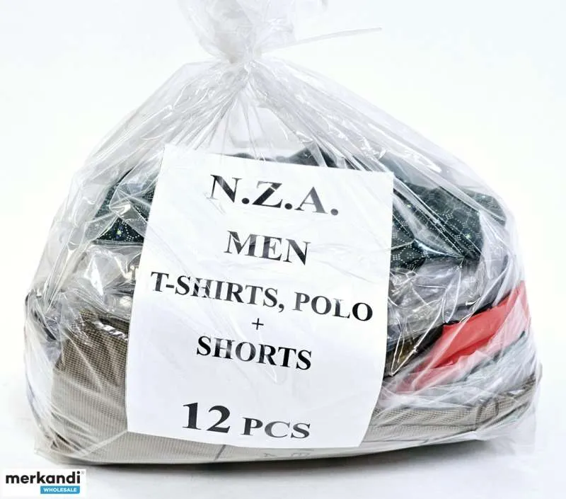 N.Z.A. PREMIUM CAMISETAS, POLOS Y PANTALONES CORTOS PARA HOMBRE  PAQUETE AL POR MAYOR DE 12