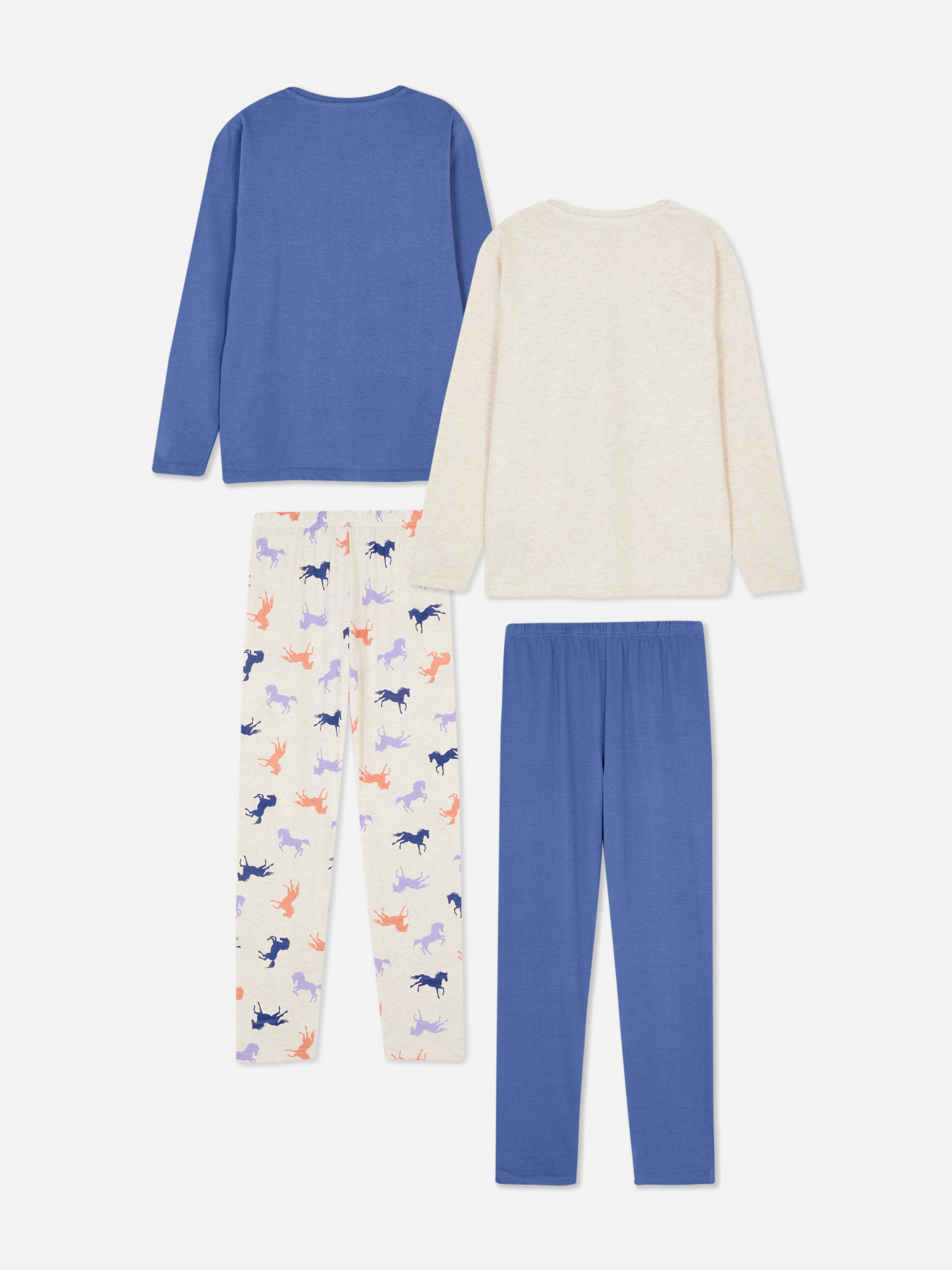 Pack de 2 pijamas de manga larga con caballos