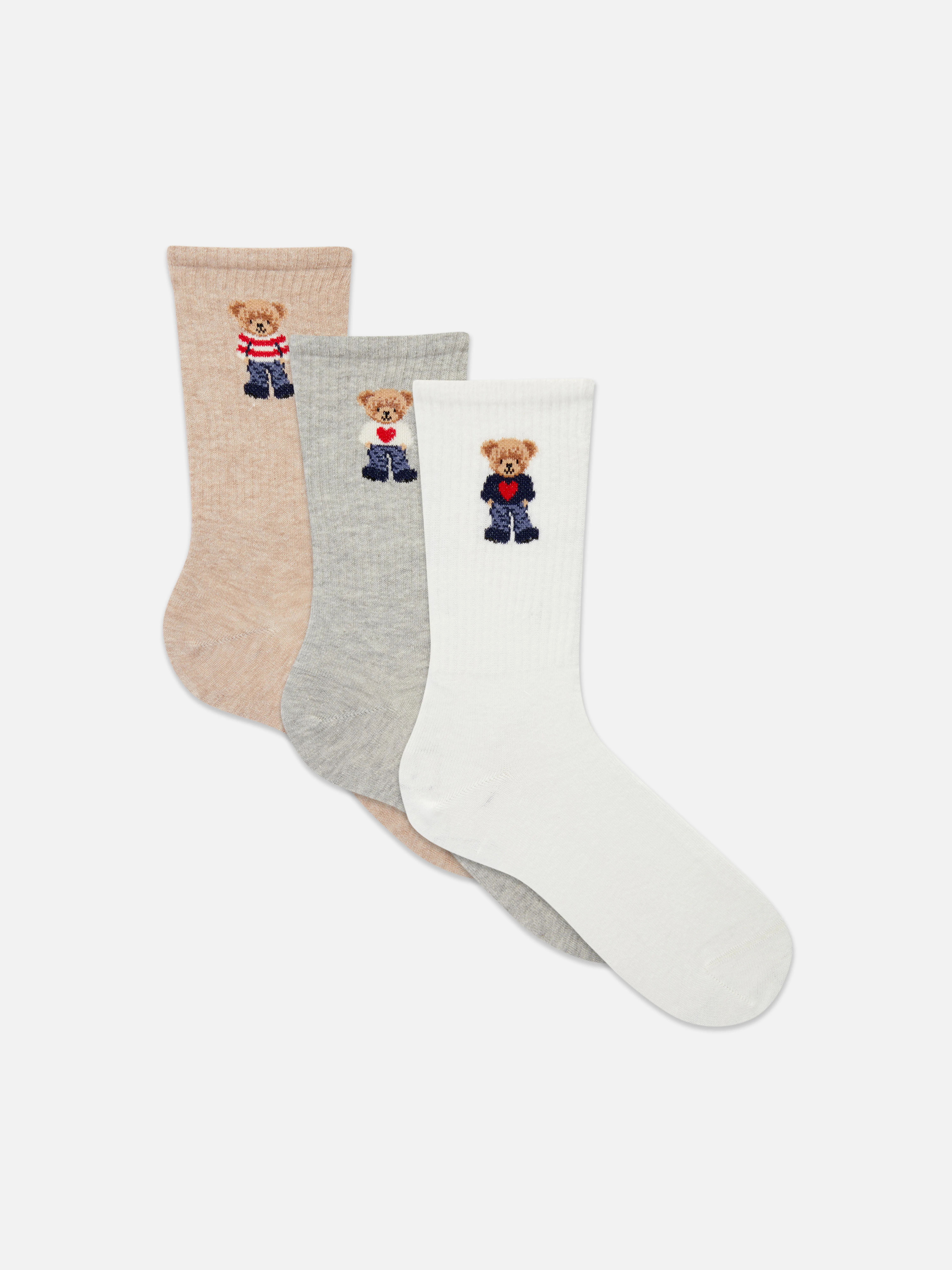 Pack de 3 pares de calcetines altos con osito