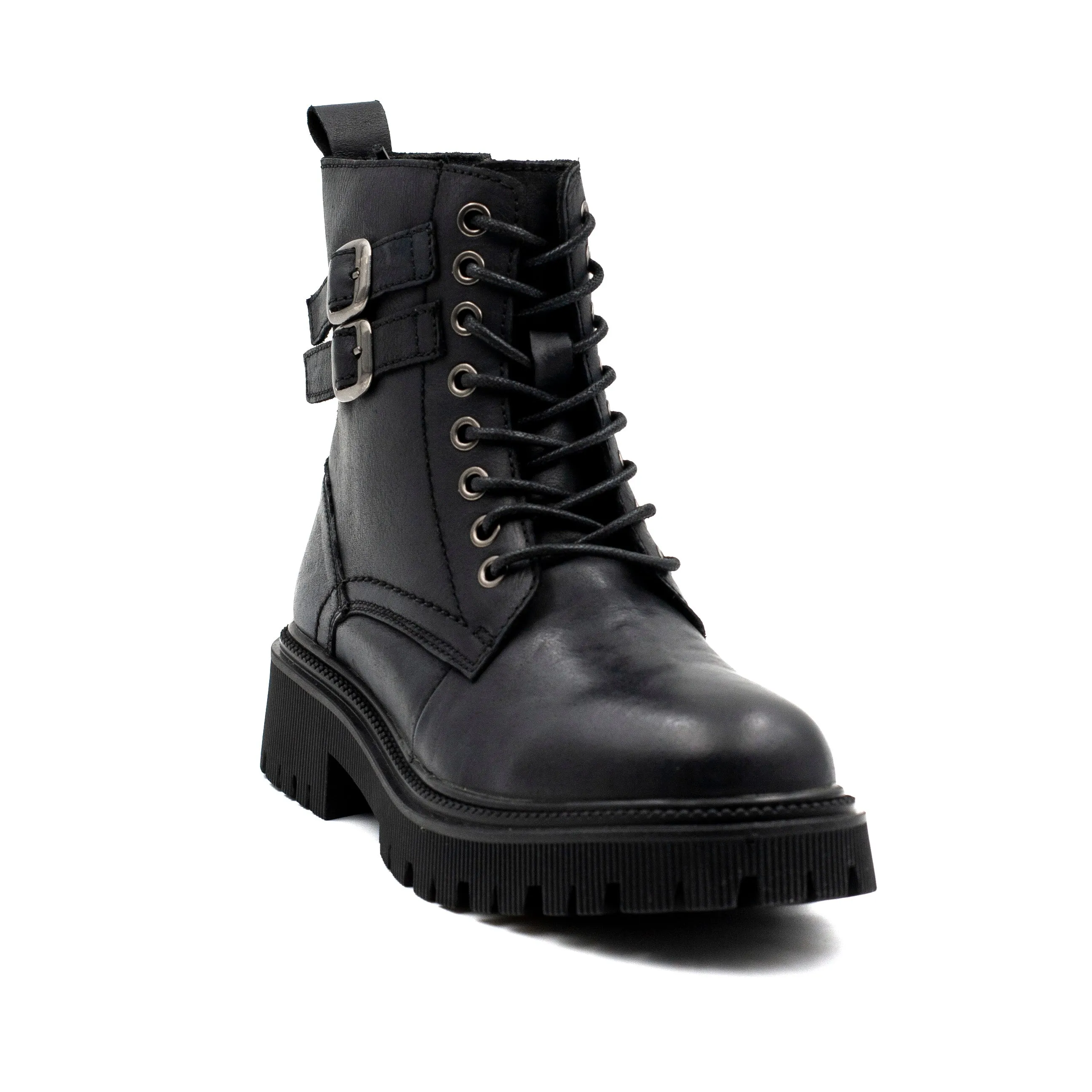 Palm Botin mujer con cierre y cordon color negro