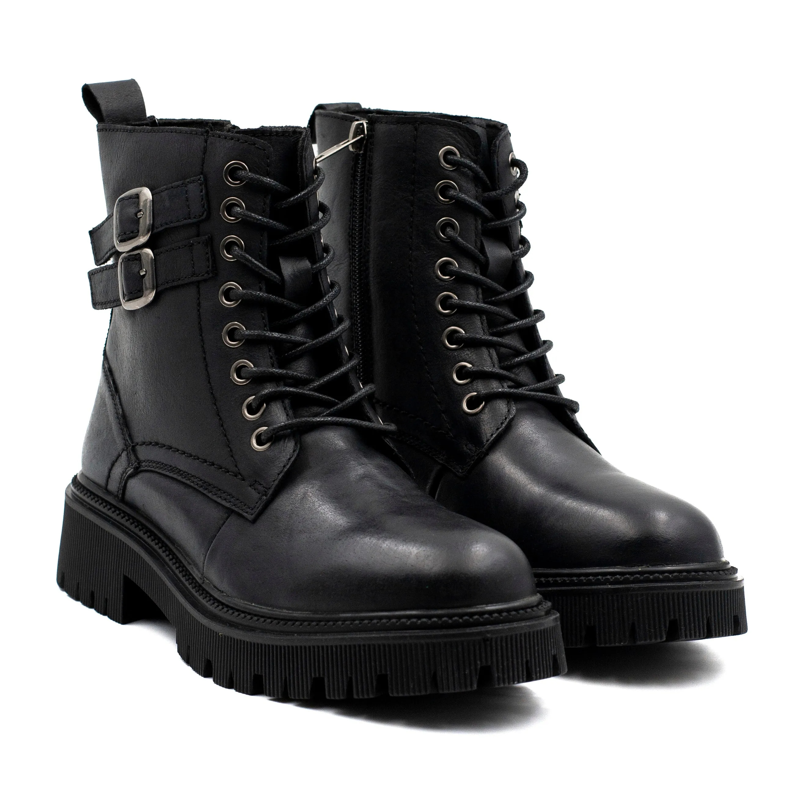 Palm Botin mujer con cierre y cordon color negro