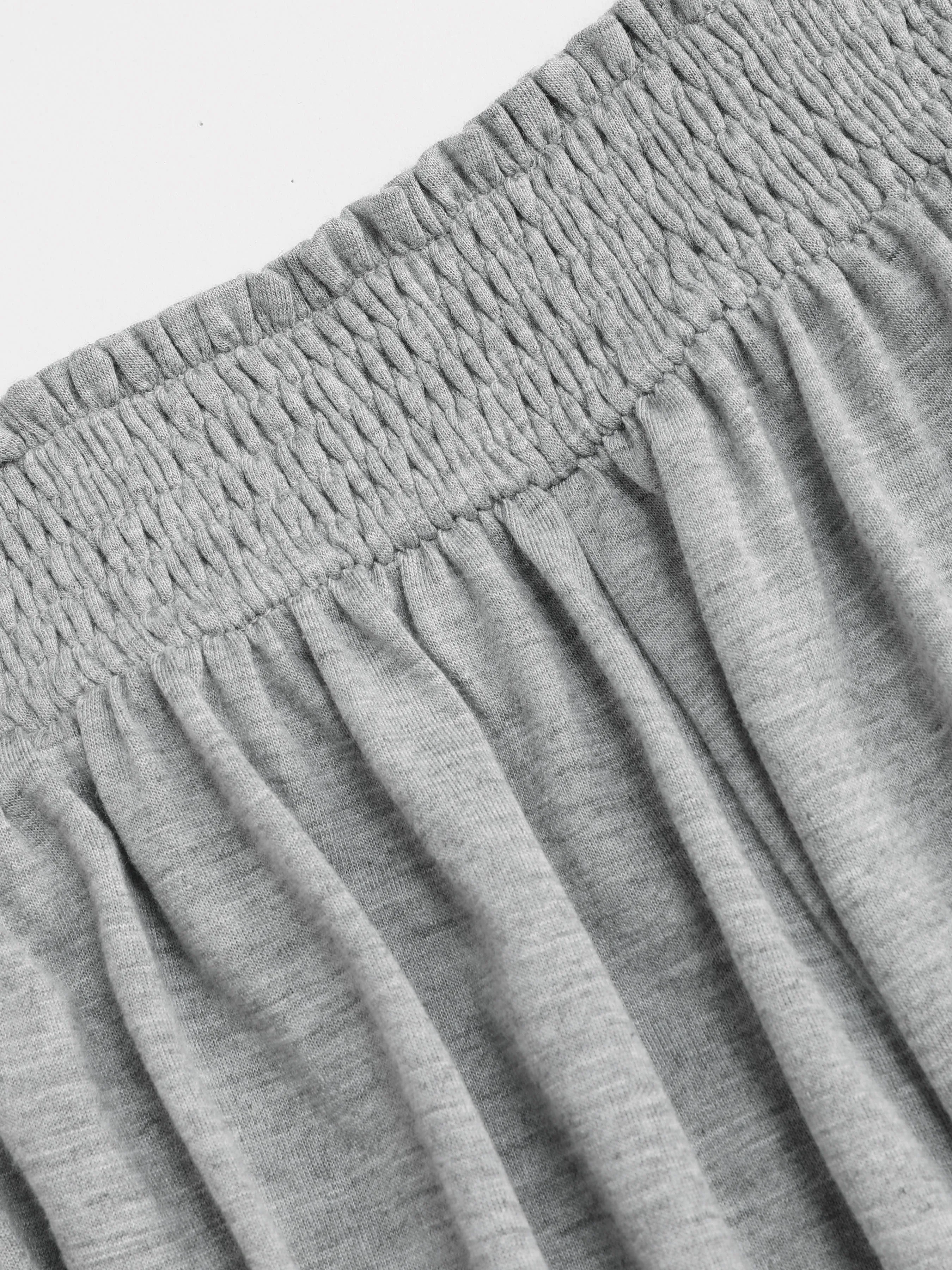  Pantalones anchos de cintura alta con volantes de jersey sólido