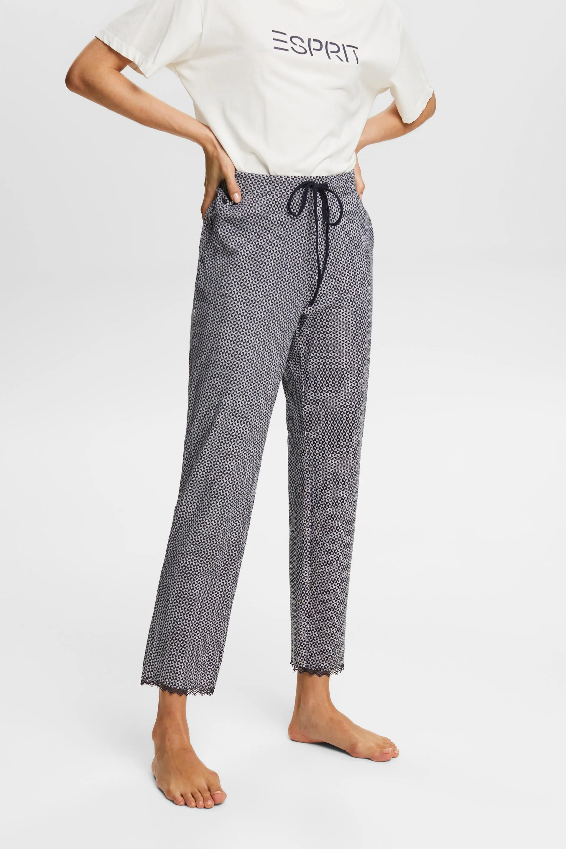 Pantalones de jersey estampados con encaje
