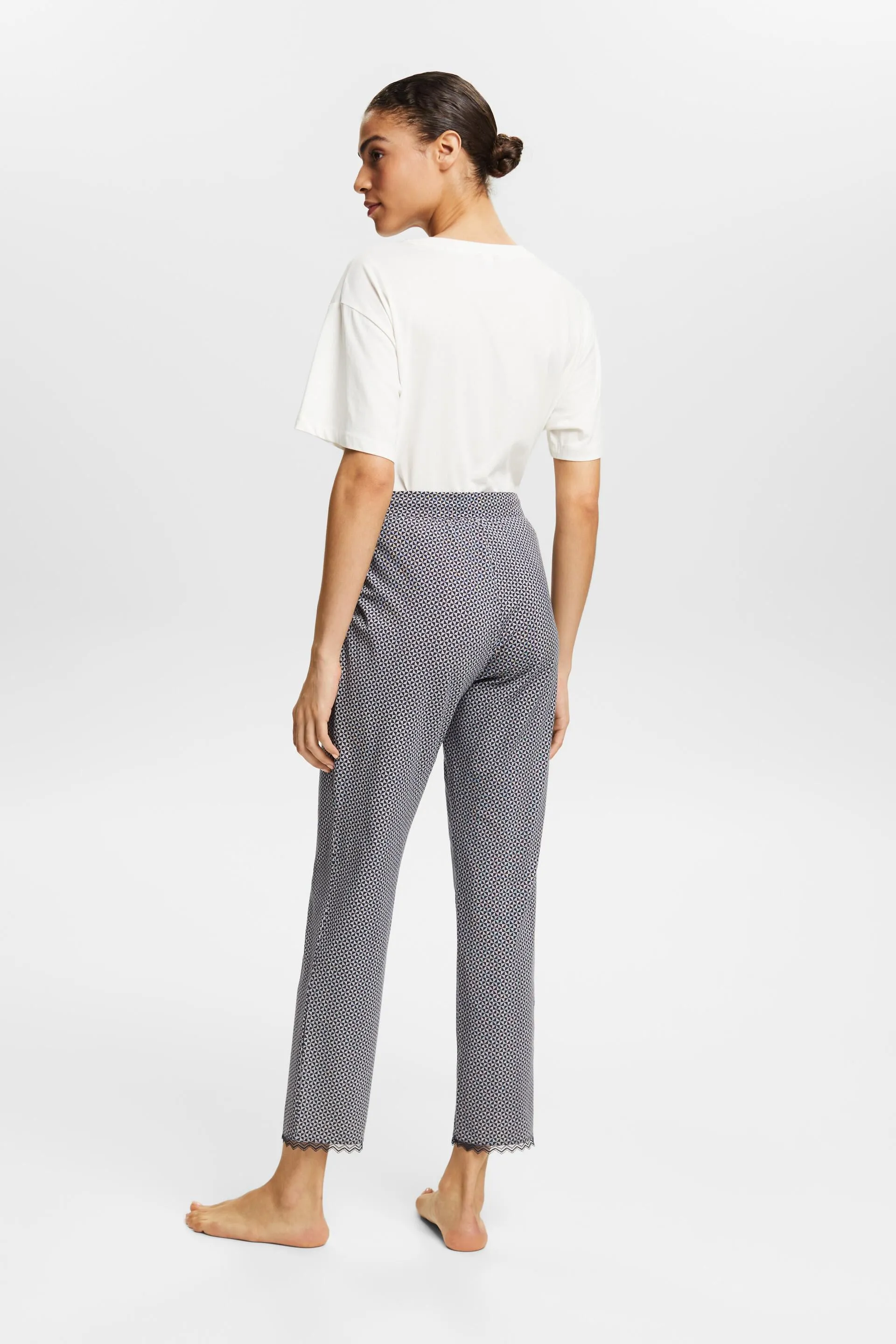 Pantalones de jersey estampados con encaje