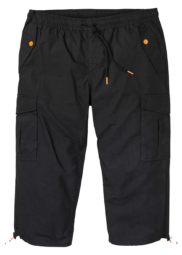 Pantalón 3/4 de estilo cargo sin cierre, slim fit Negro