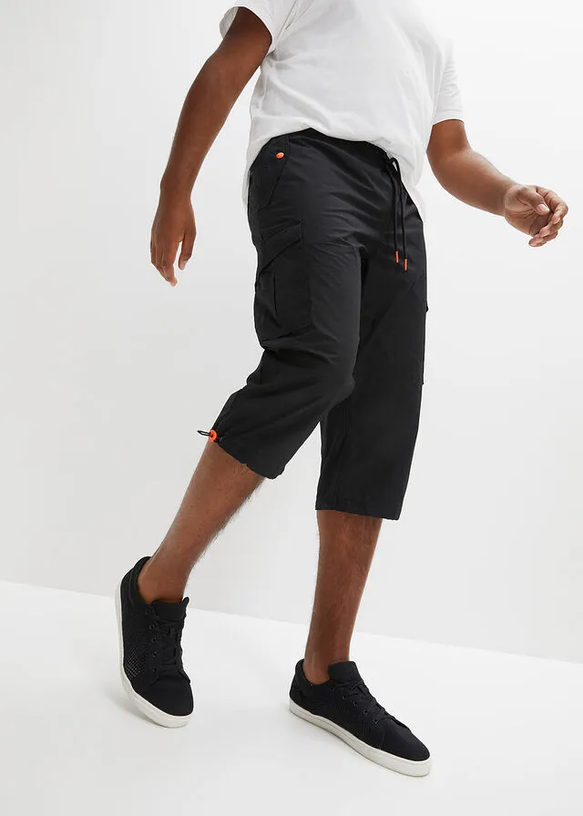 Pantalón 3/4 de estilo cargo sin cierre, slim fit Negro