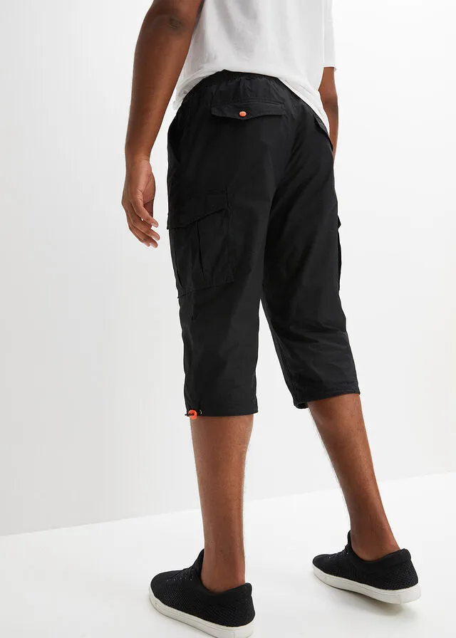 Pantalón 3/4 de estilo cargo sin cierre, slim fit Negro