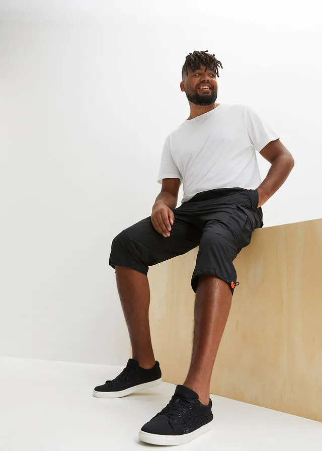 Pantalón 3/4 de estilo cargo sin cierre, slim fit Negro