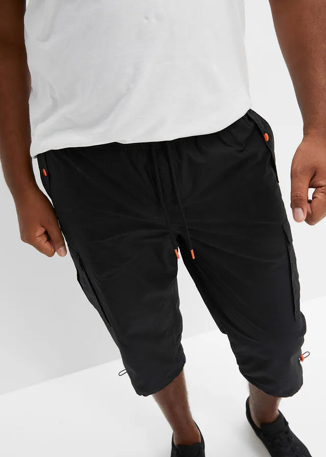 Pantalón 3/4 de estilo cargo sin cierre, slim fit Negro