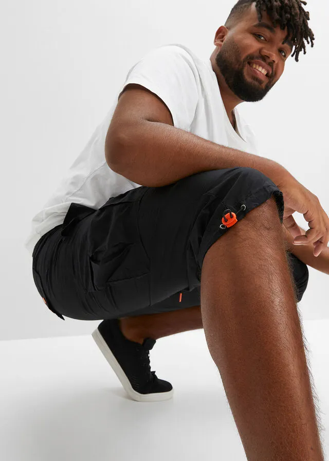Pantalón 3/4 de estilo cargo sin cierre, slim fit Negro