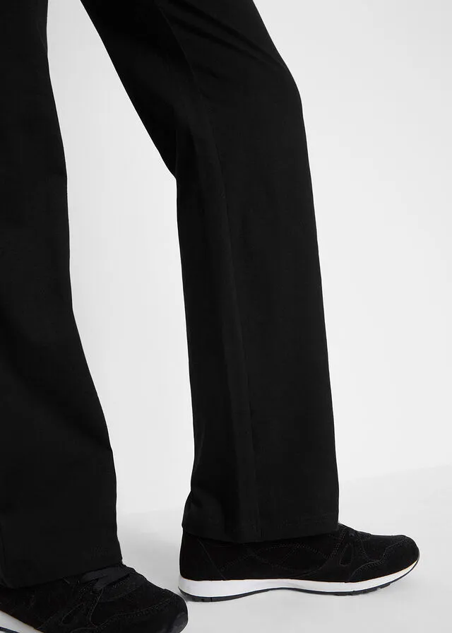 Pantalón con cintura vuelta, corte recto Negro