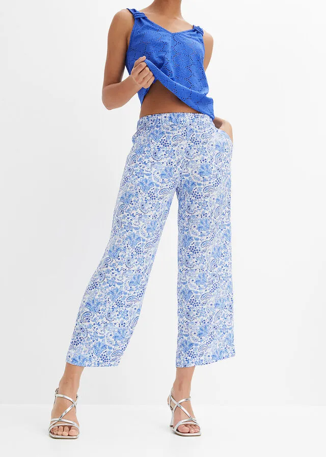 PANTALóN CON CINTURILLA ELáSTICA AZULBLANCO
