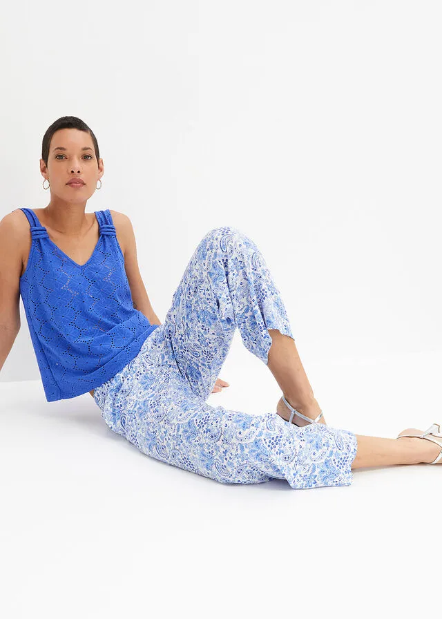 PANTALóN CON CINTURILLA ELáSTICA AZULBLANCO