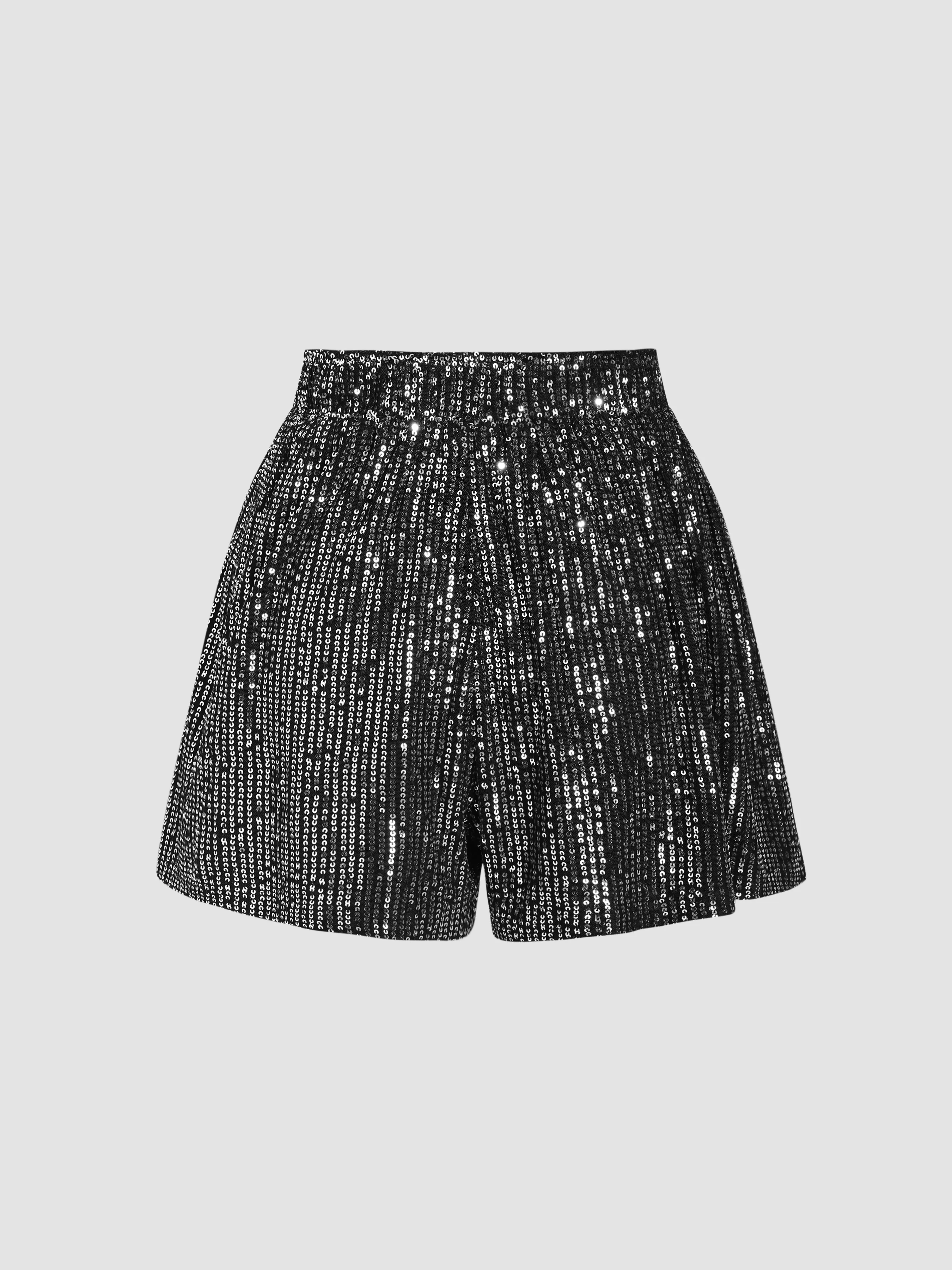 Pantalón corto de cintura alta con lentejuelas