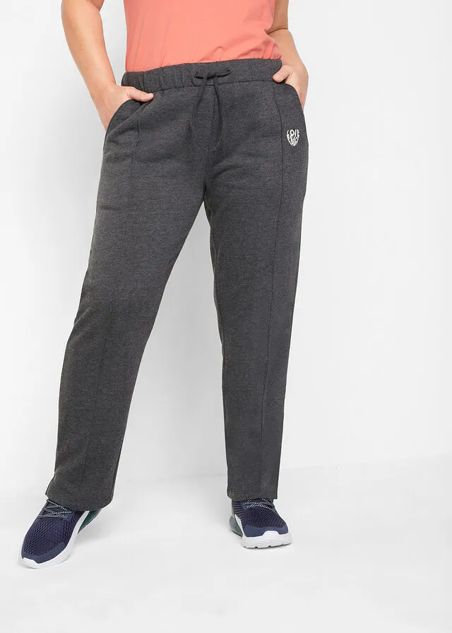Pantalón de chándal de algodón orgánico con corte recto Negro jaspeado