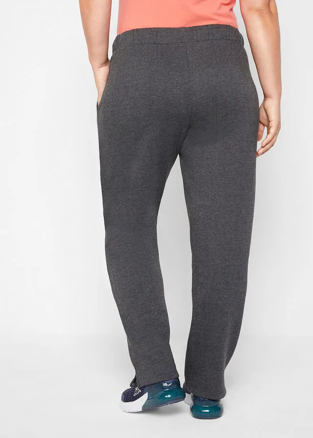 Pantalón de chándal de algodón orgánico con corte recto Negro jaspeado