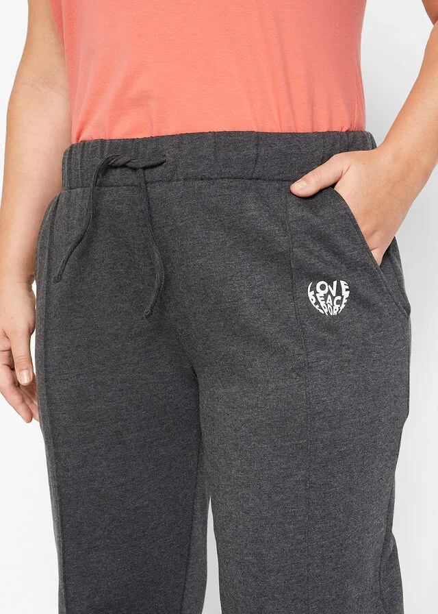 Pantalón de chándal de algodón orgánico con corte recto Negro jaspeado