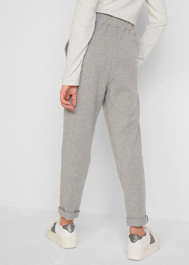 Pantalón de chándal desenfadado con estampado de cómic para chicas Gris claro jaspeado