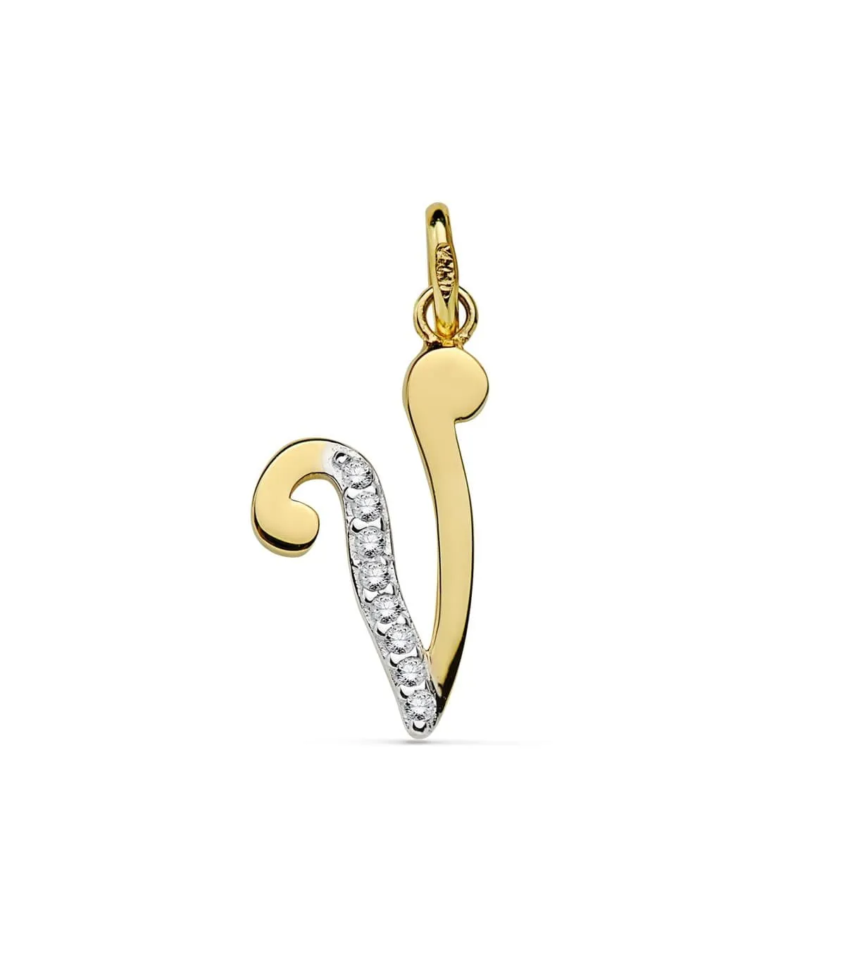 Pendentif Initiale V Or Jaune 18 K 18mm