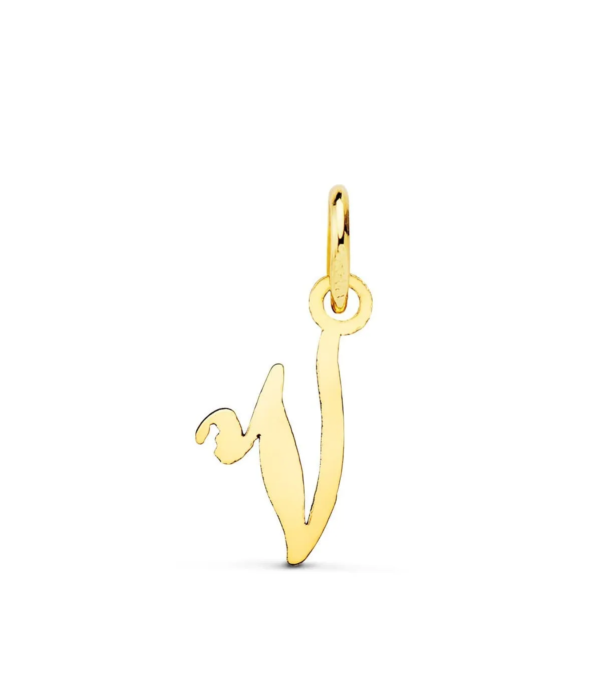 Pendentif initiale V or jaune 18k