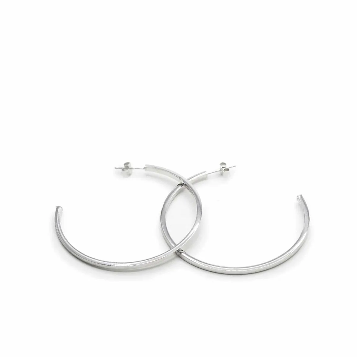 Pendientes aros grandes diseo cuadrado y plata lisa