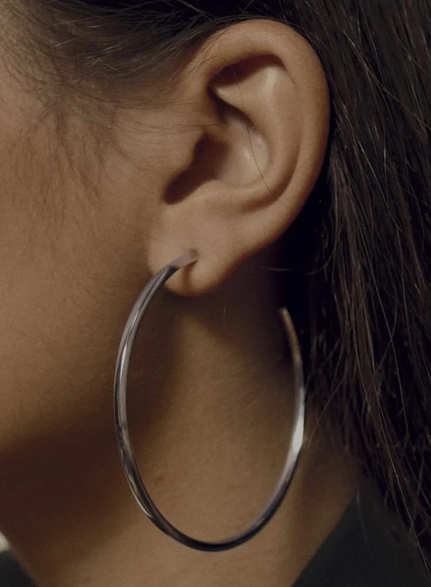 Pendientes aros grandes diseo cuadrado y plata lisa