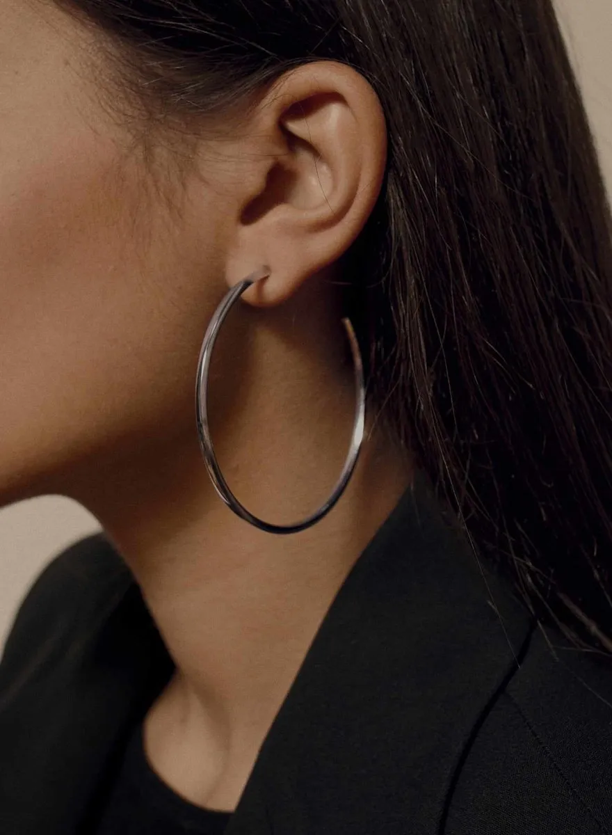 Pendientes aros grandes diseo cuadrado y plata lisa