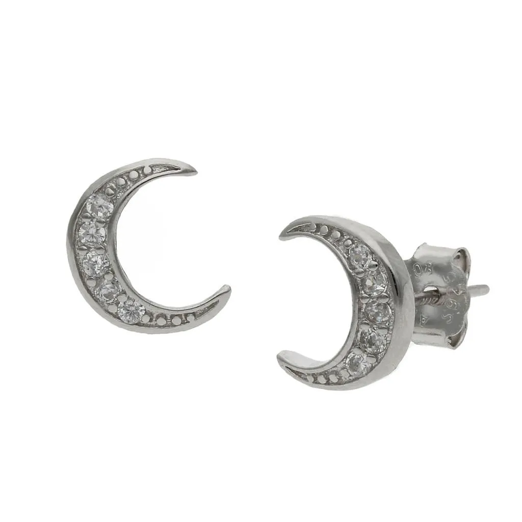 Pendientes de Plata con Circonitas Luna