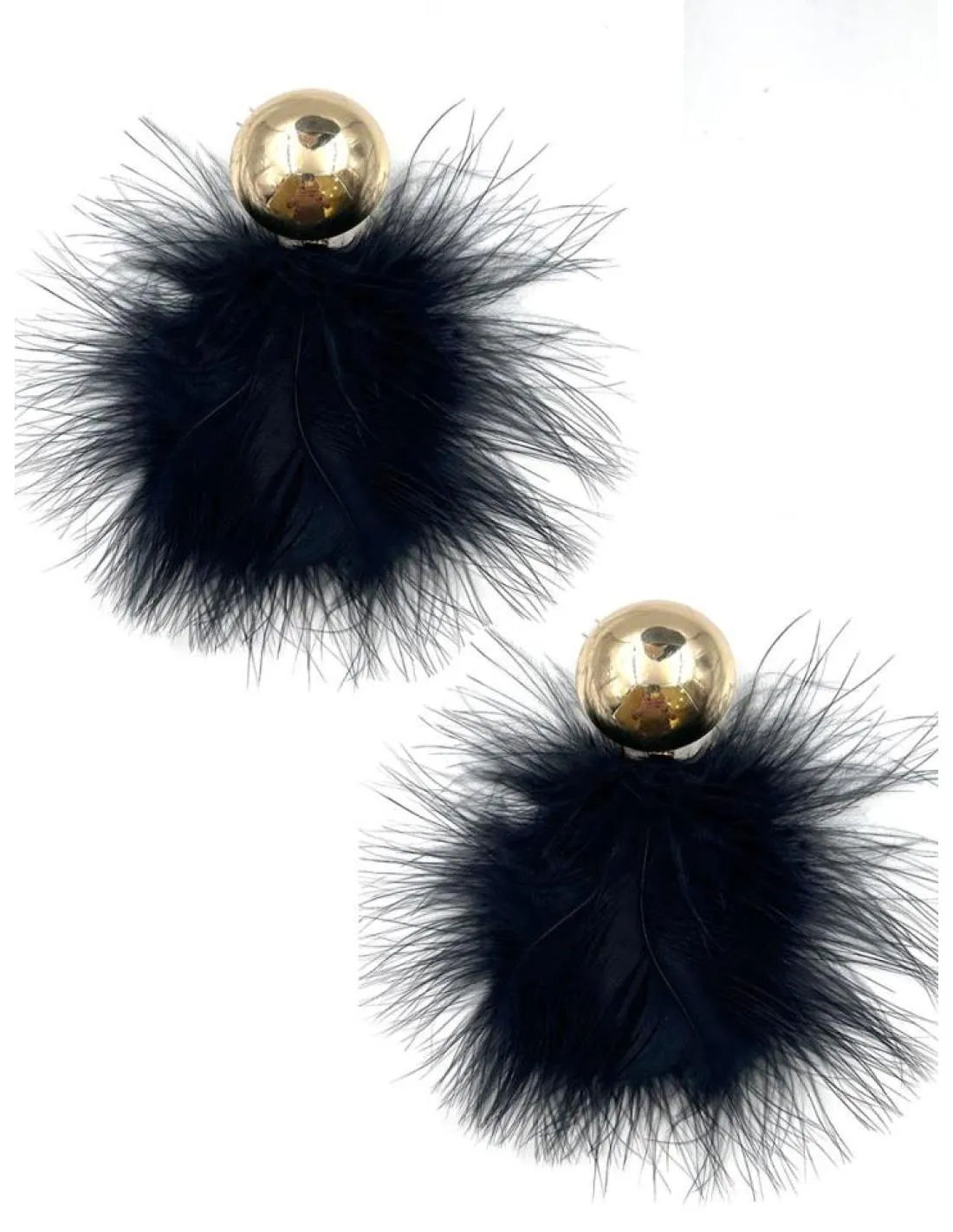 PENDIENTES FIESTA LARGOS NEGROS DE PLUMAS VAPOROSAS