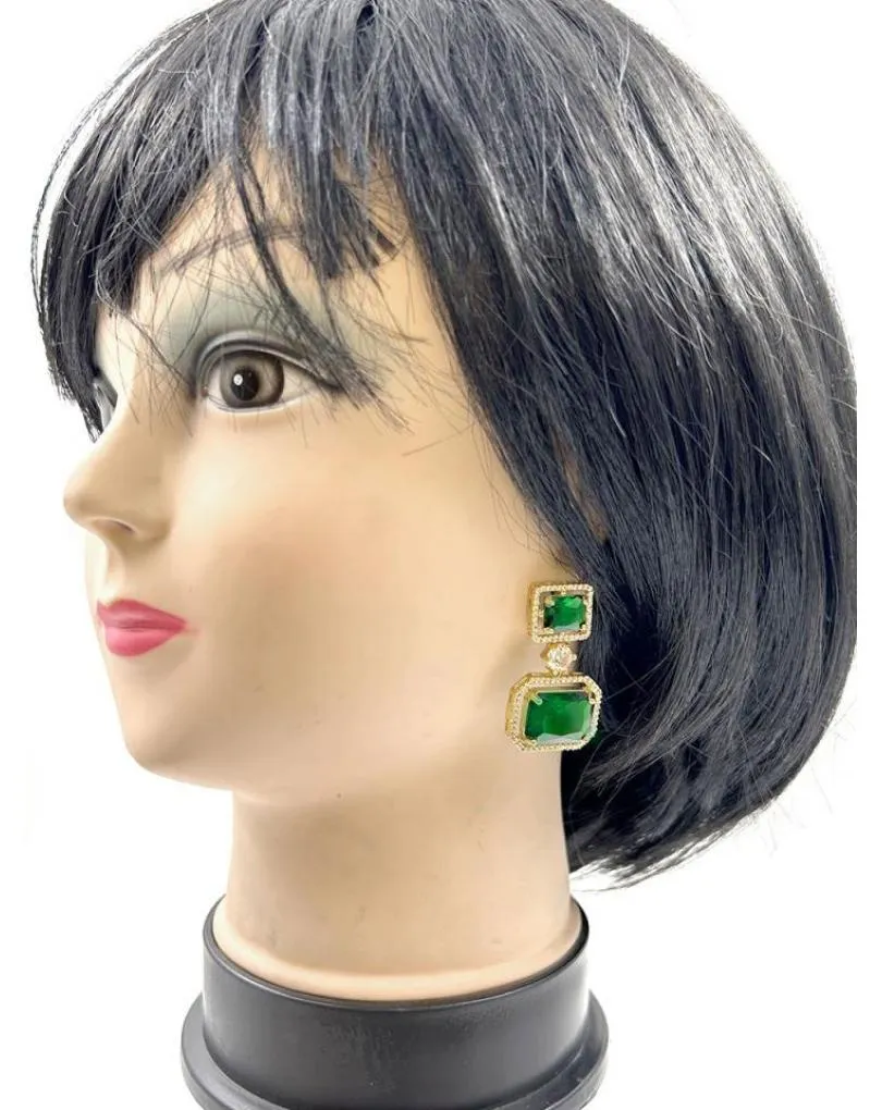 PENDIENTES LARGOS BODA VERDES ESMERALDA INSPIRACION JOYAS ART DECO