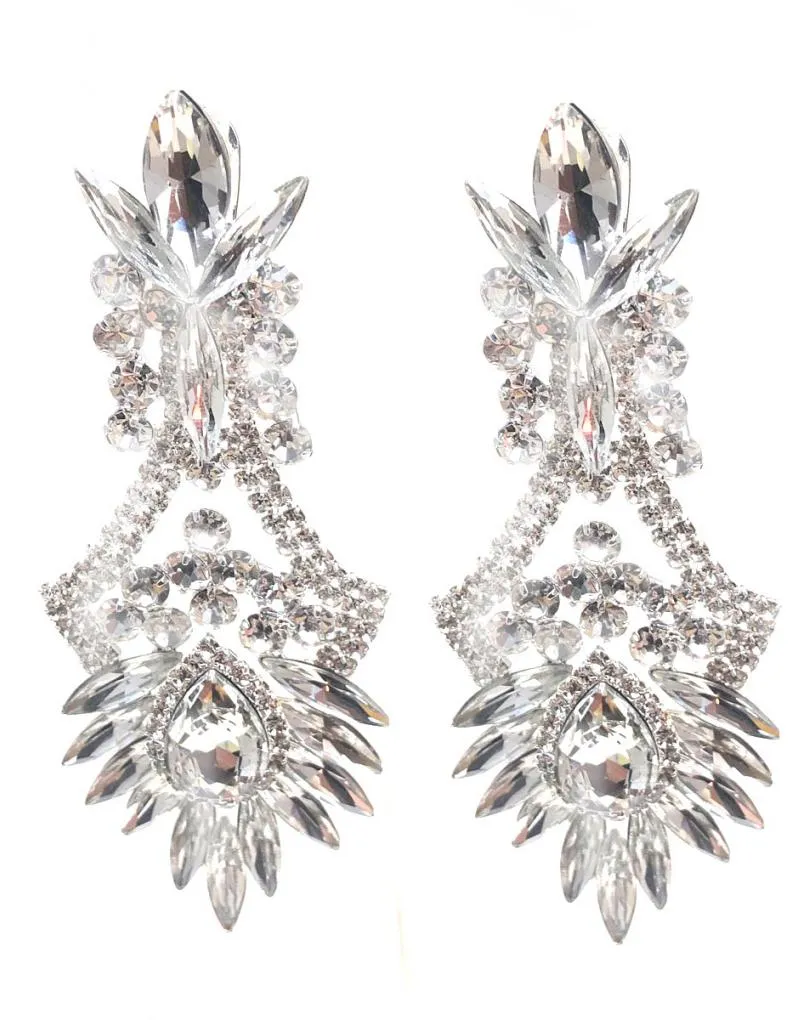 PENDIENTES LARGOS DE FIESTA CON PEDRERIA DE CRISTAL