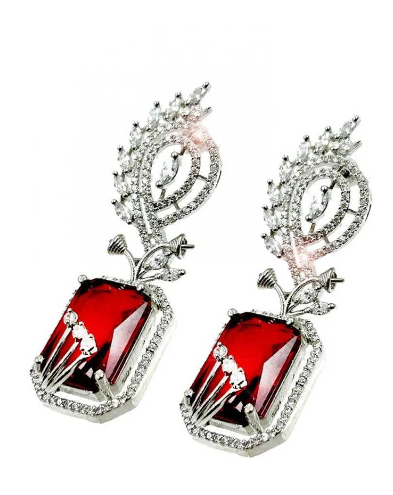 PENDIENTES LARGOS ROJOS RUBI PARA SER LA MADRINA PERFECTA EN BODAS