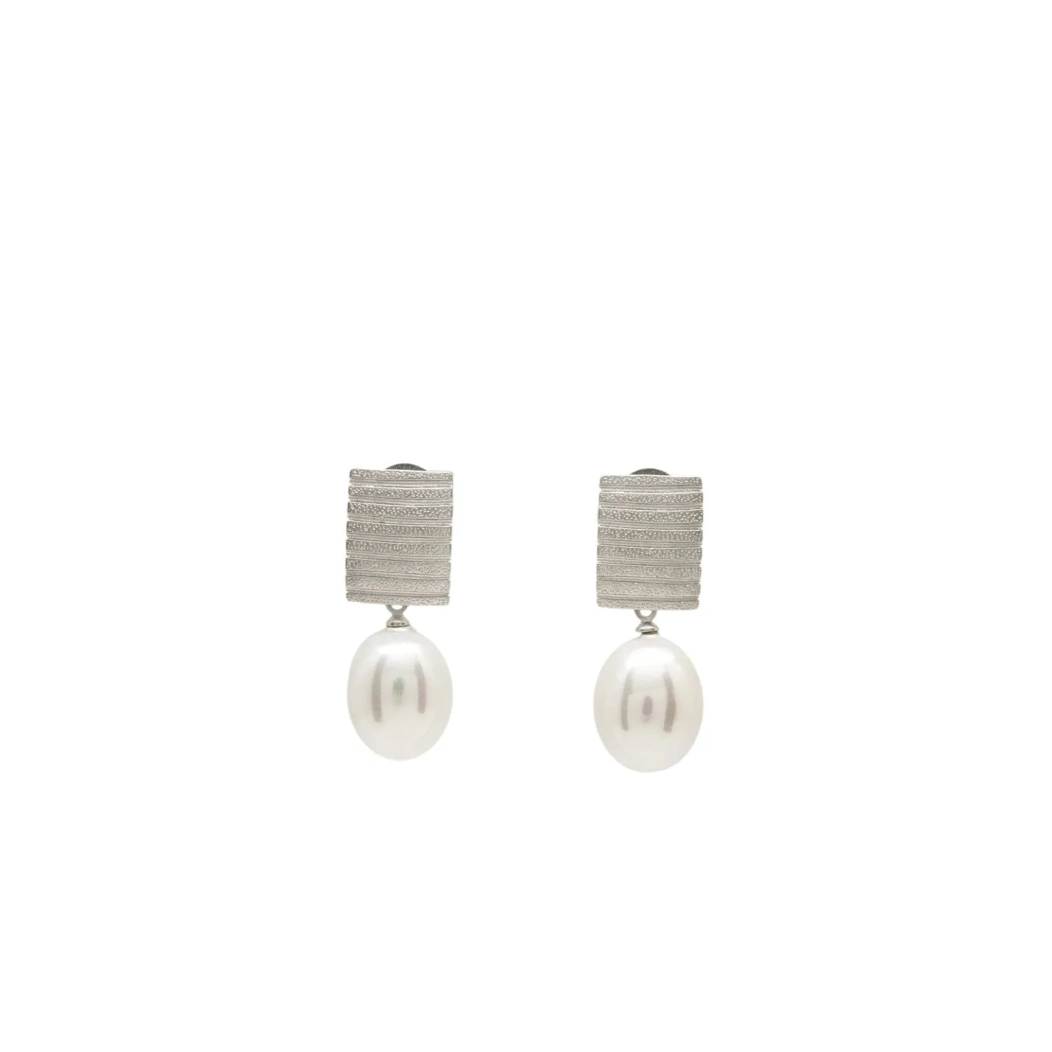 Pendientes perla colgante diseo botón cuadrado y perla