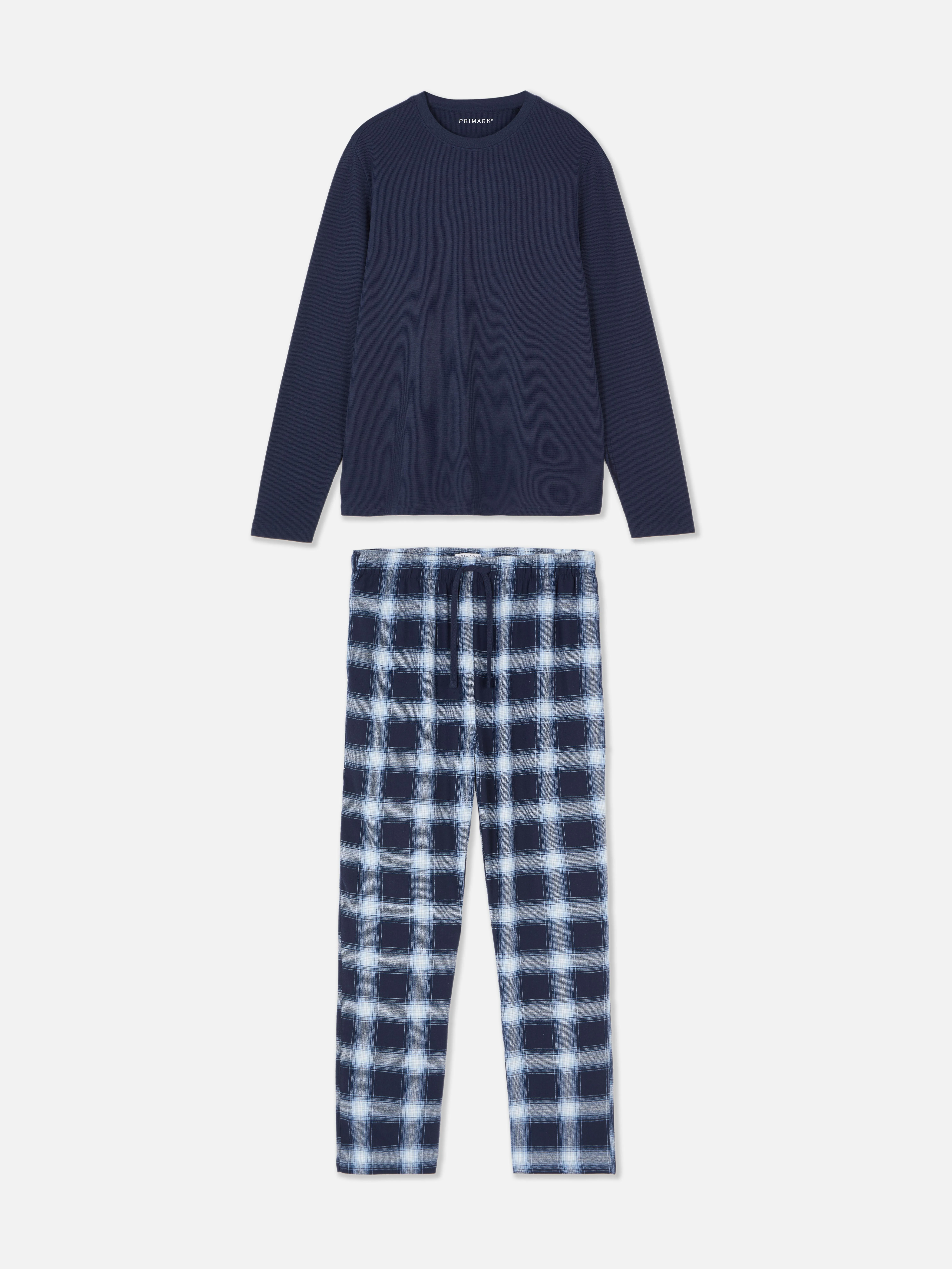 Pijama de algodón cepillado con estampado a cuadros